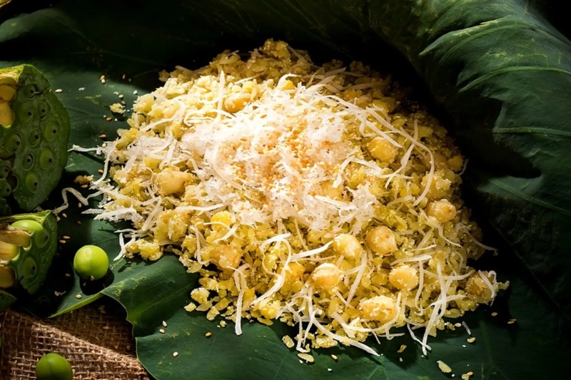 Xôi cốm hạt sen dừa đậu xanh