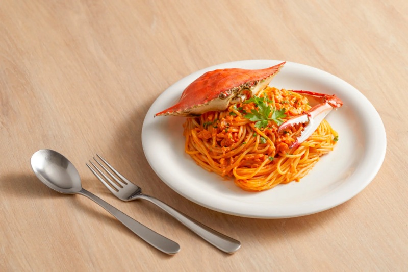 Mỳ Ý sốt cua biển đậm vị, sốt cua sánh quyện chuẩn Âu Á