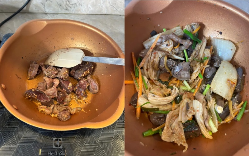 Lòng vịt xào kim chi