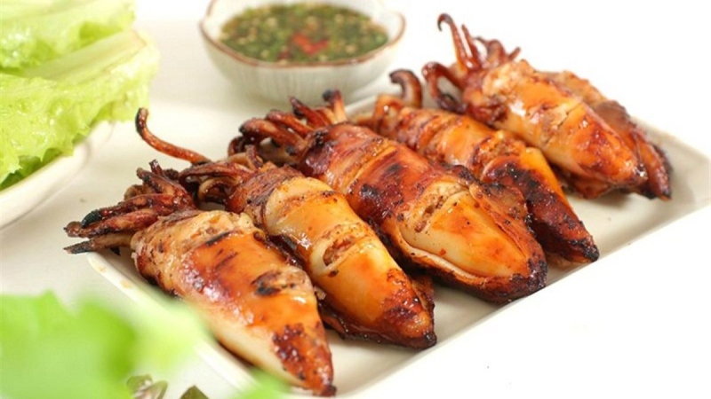 Mực nang nướng mỡ hành