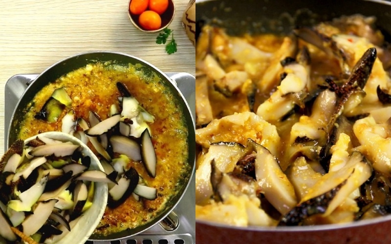 Ốc giác xào trứng muối, thơm béo, vị trứng muối hòa quyện với ốc giác