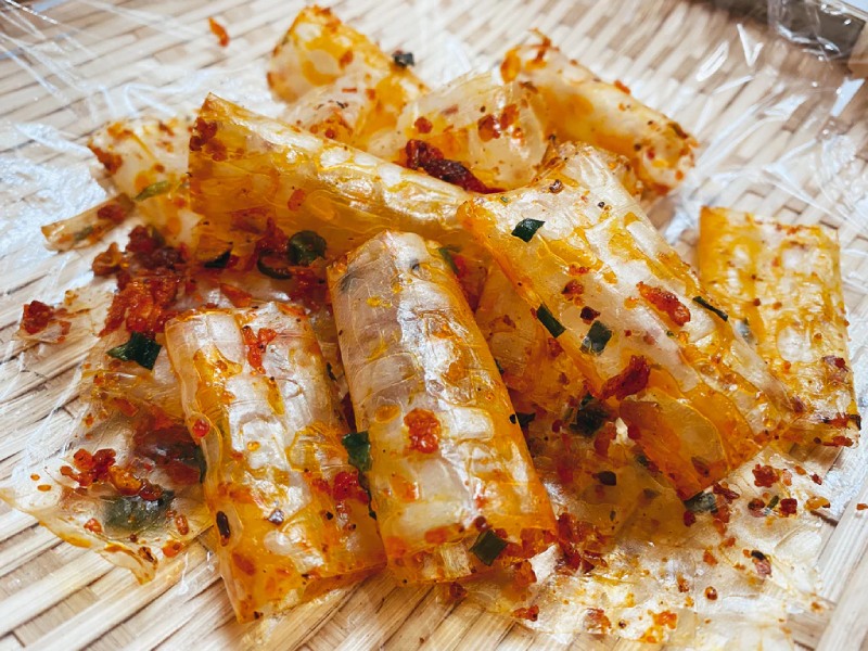 Bánh tráng cuộn tép khô ống sấy giòn