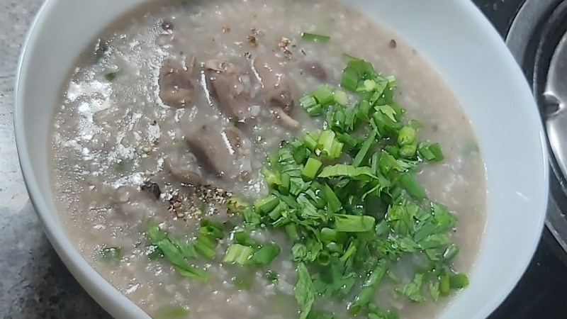 Tim gà nấu cháo đậu xanh