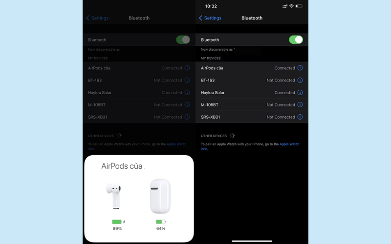Kết nối AirPods với thiết bị iOS