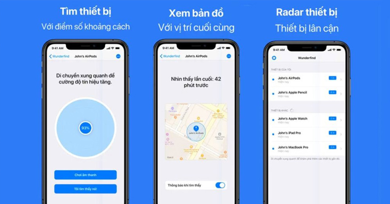 Tìm AirPods bị thất lạc bằng ứng dụng Wunderfind