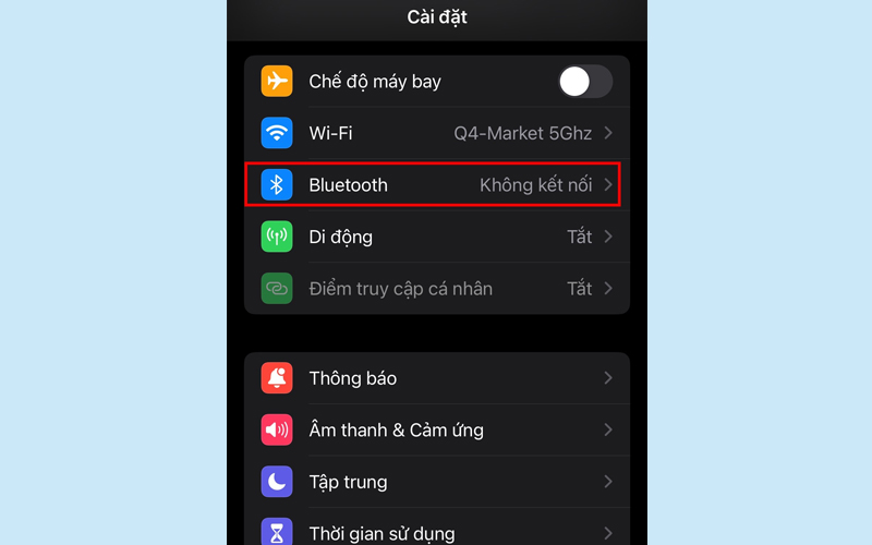 Truy cập vào mục Cài đặt và chọn Bluetooth