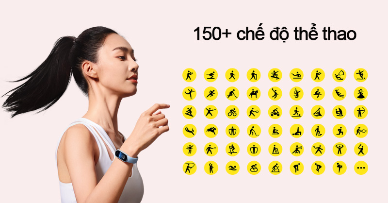 Xiaomi Smart Band 9 được tích hợp hơn 150 chế độ thể thao