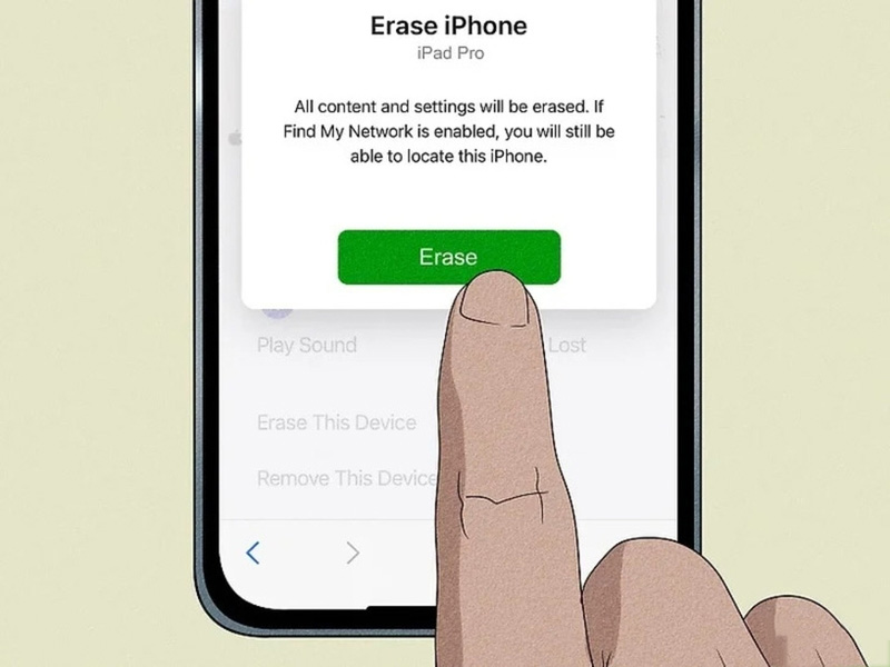 Người dùng nhấn vào mục Erase để xác nhận xóa iPad