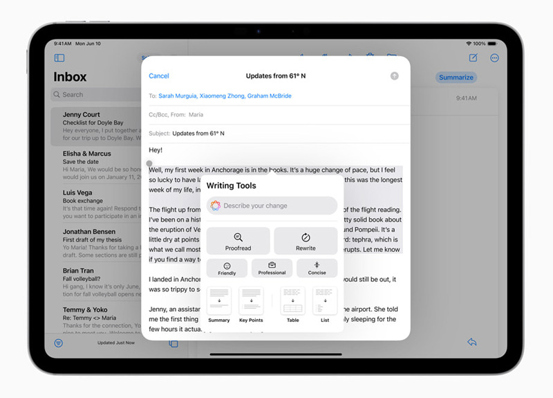 Công cụ viết thông minh trên iPadOS 18