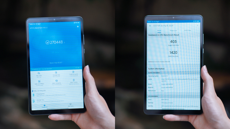 Điểm hiệu năng Xiaomi Redmi Pad SE 8.7 ở mức trung bình