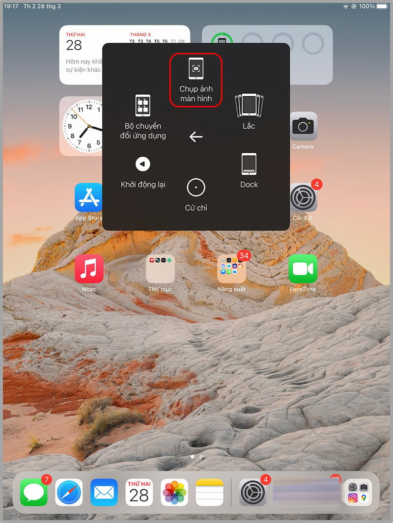 Sử dụng AssistiveTouch để chụp màn hình iPad