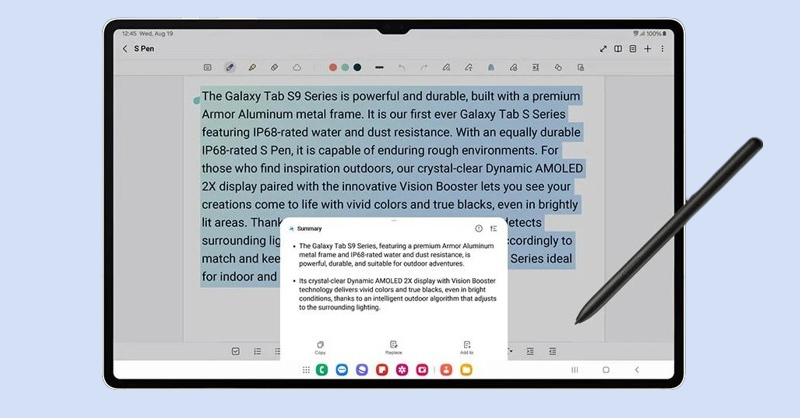 Tóm tắt ghi chú trong nháy mắt với Galaxy AI trên Tab S9