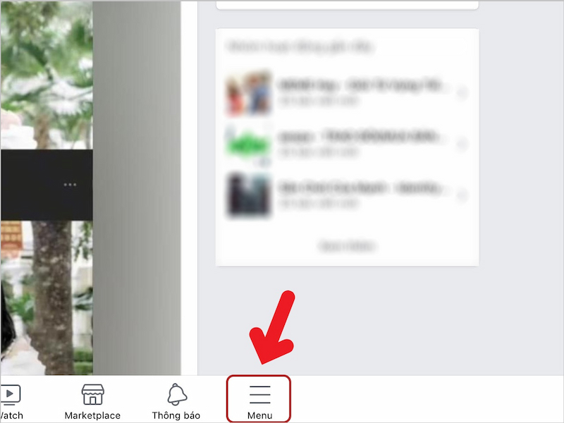 Truy cập vào Menu trên Facebook