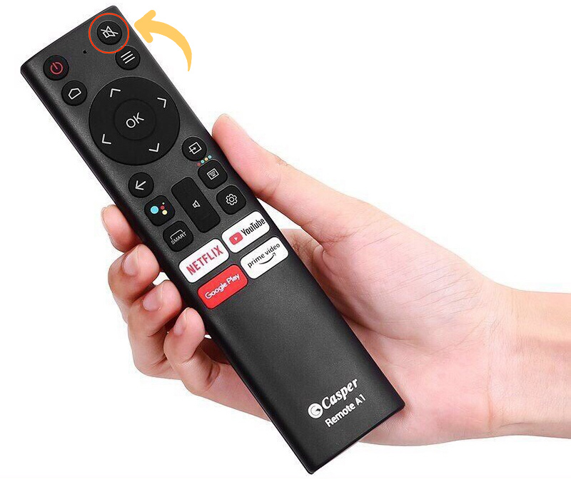 Nút Mute trên remote tivi Casper