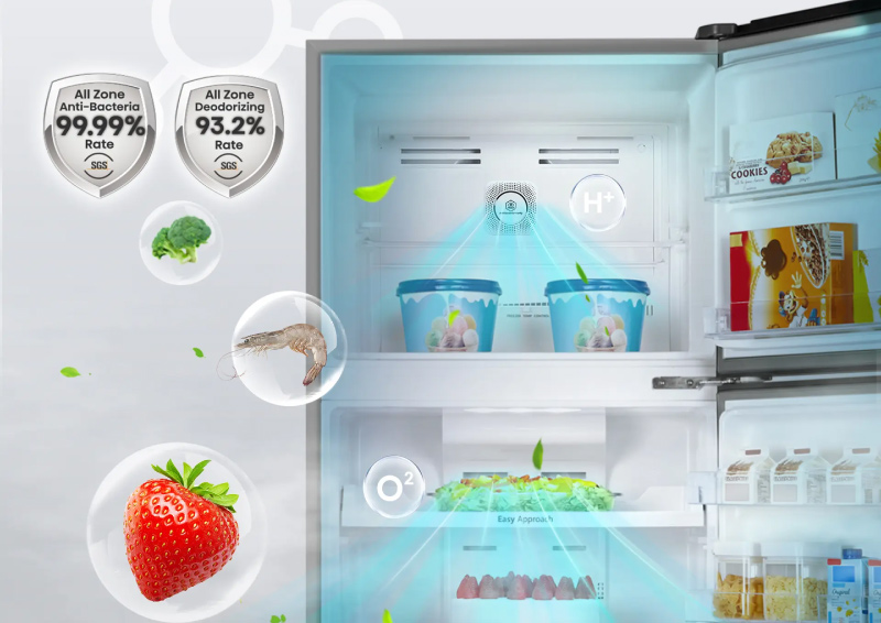 Tủ lạnh Hisense được trang bị công nghệ kháng khuẩn, khử mùi mạnh mẽ
