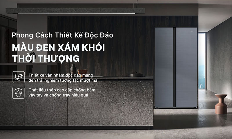 Tủ Lạnh Aqua Inverter 569 Lít AQR-S633XA(SL) kiểu dáng 2 cánh đối