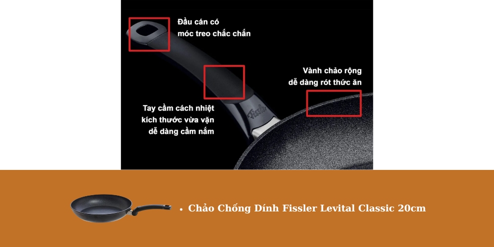 Chảo chống dính Fissler Levital Classic 20cm thiết kế tiện dụng