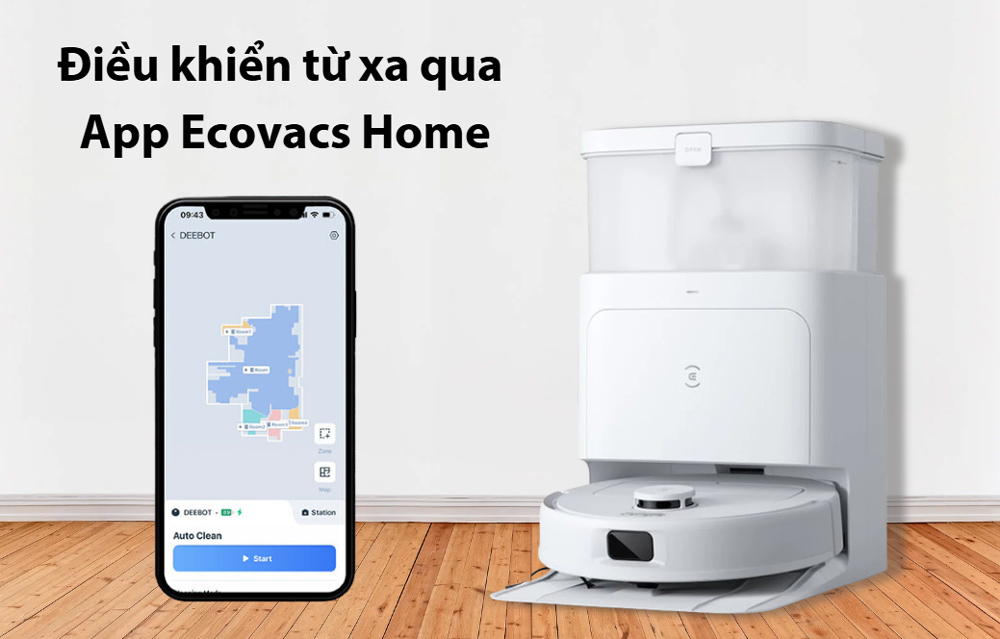 Điều khiển robot từ xa qua app Ecovacs Home