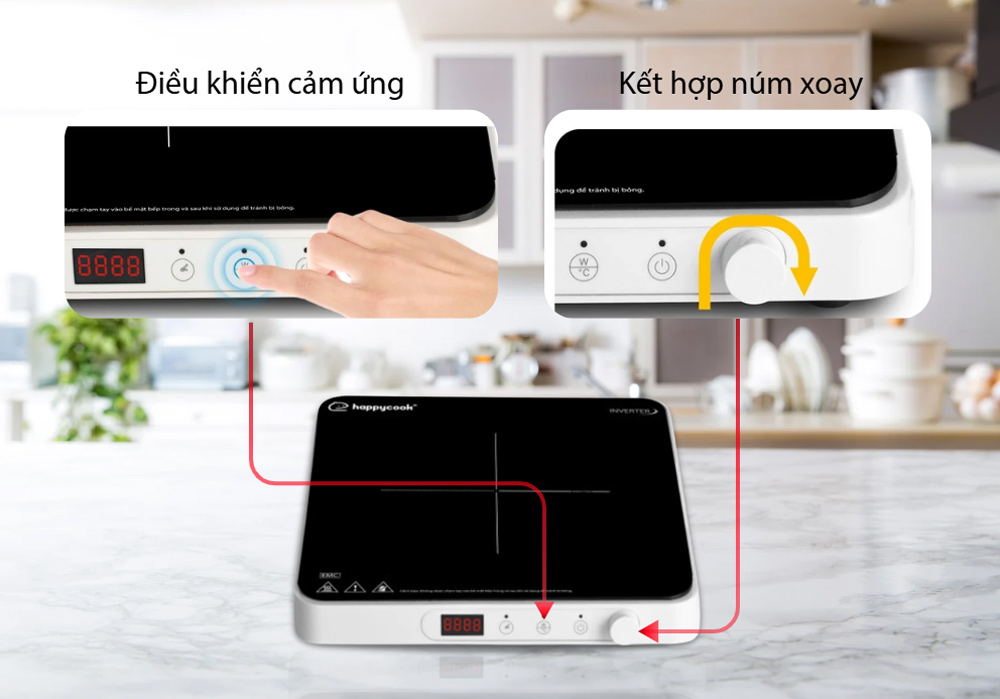 Happy Cook HSI-200KS điều khiển cảm ứng kết hợp núm xoay