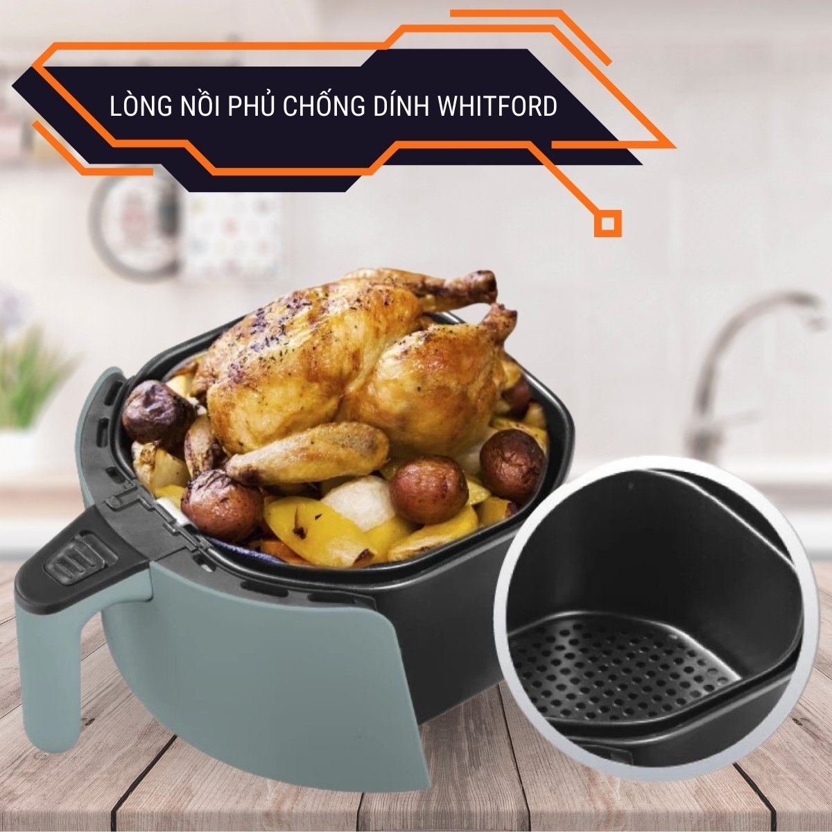 Lòng nồi SHD4085G phủ lớp chống dính Whitford