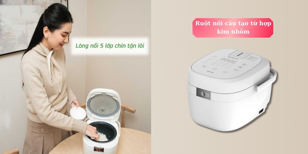 Lòng nồi cơm điện cao tần Kangaroo KGR12IH hợp kim nhôm phủ chống dính