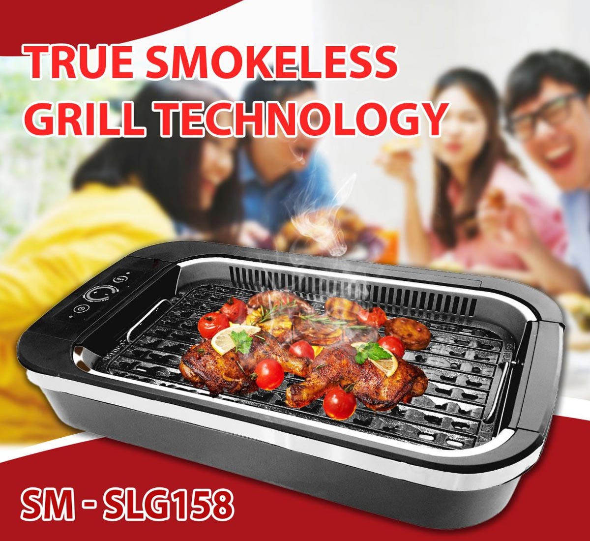 Shimono SM-SLG158 sử dụng công nghệ True smokeless grilling Technology