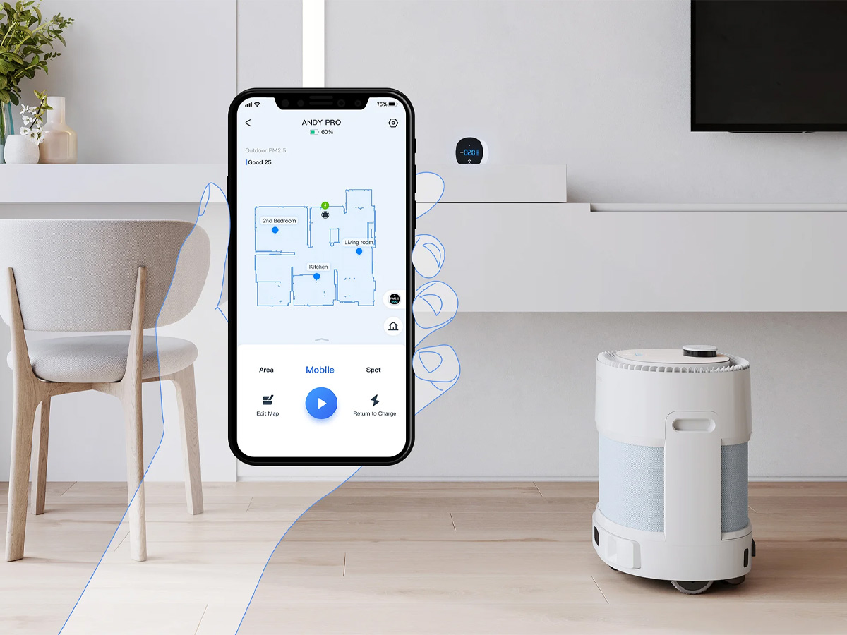 Airbot Andy Pro điều khiển bằng Ecovacs Home