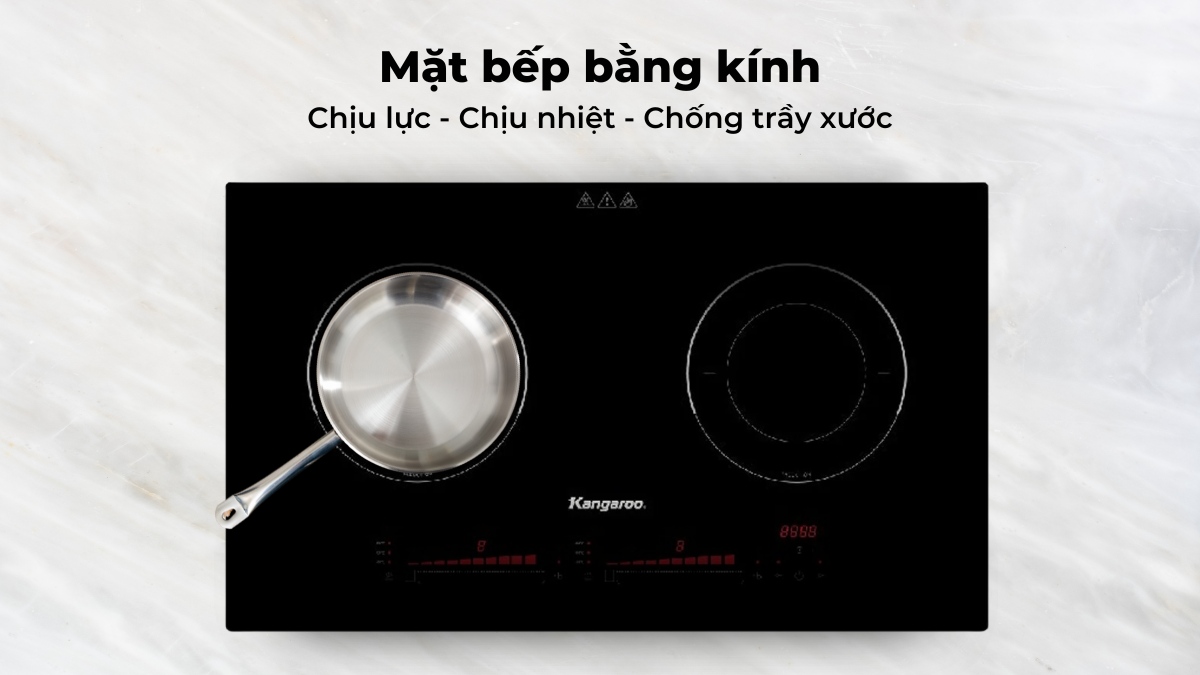 Mặt bếp bằng kính chống trầy xước, chịu lực, chịu nhiệt tốt