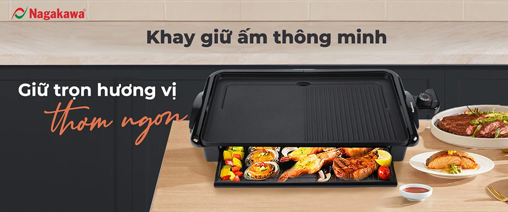 Bếp nướng điện Nagakawa NAG3105 có khay giữ ấm thông minh