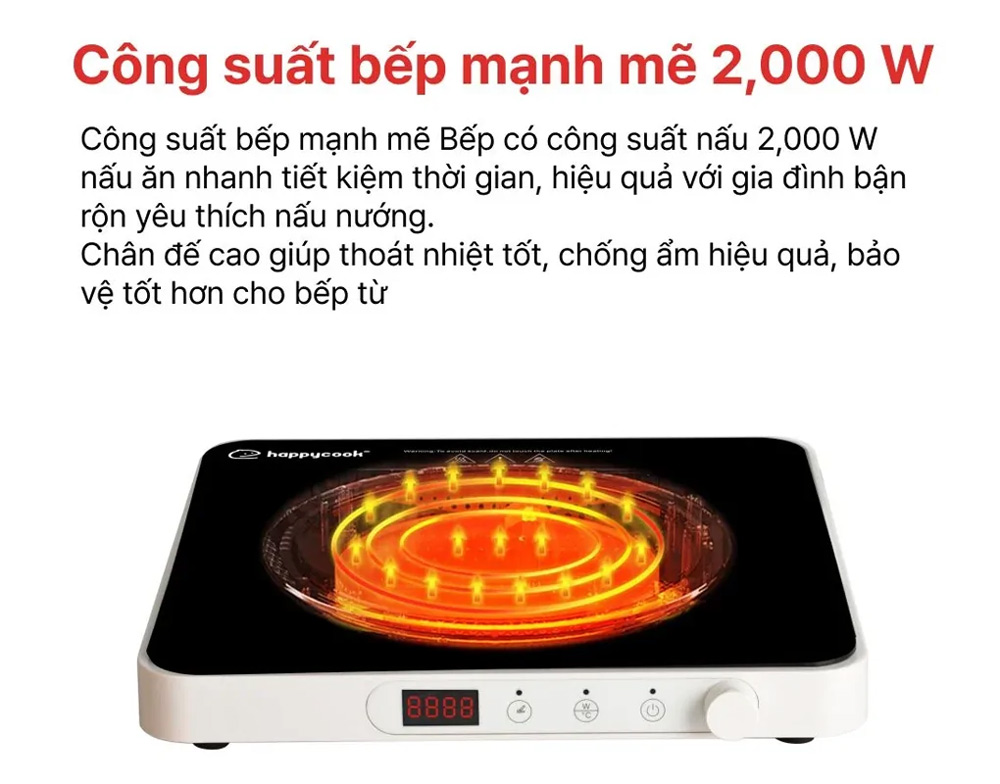 Bếp từ đơn Happy Cook HSI-200KS công suất 2000W