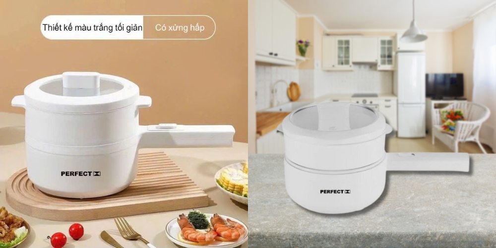 Ca Nấu Mì Đa Năng Perfect PF-M7 2.0 Lít có màu trắng trang nhã