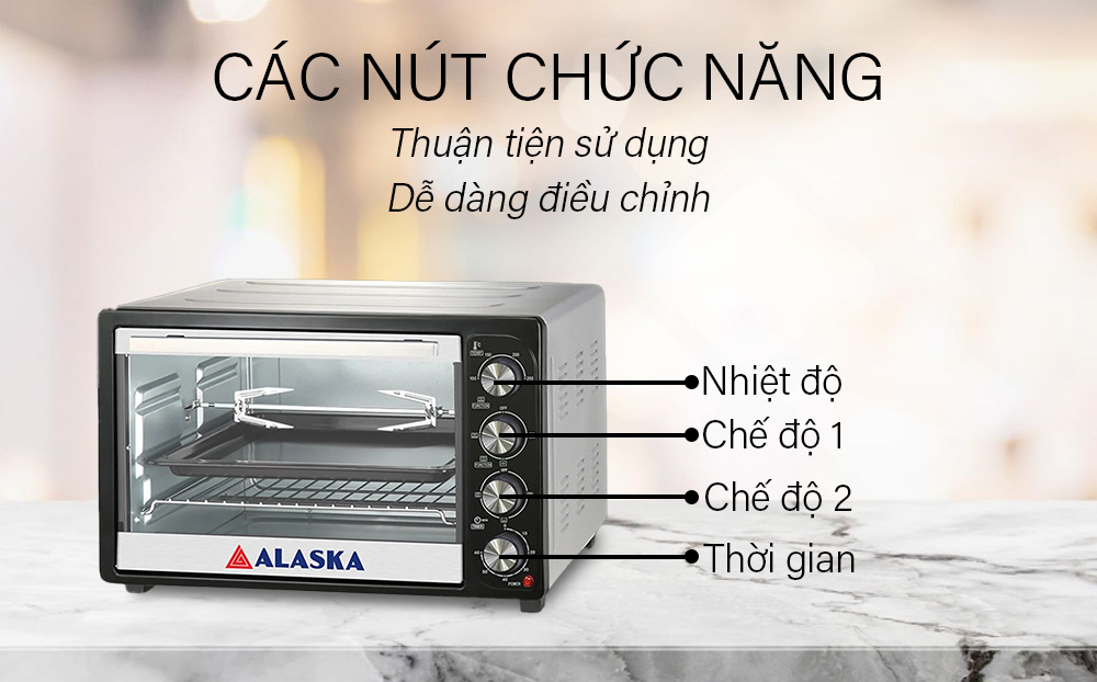 Các nút chức năng lò nướng Alaska KW-35H