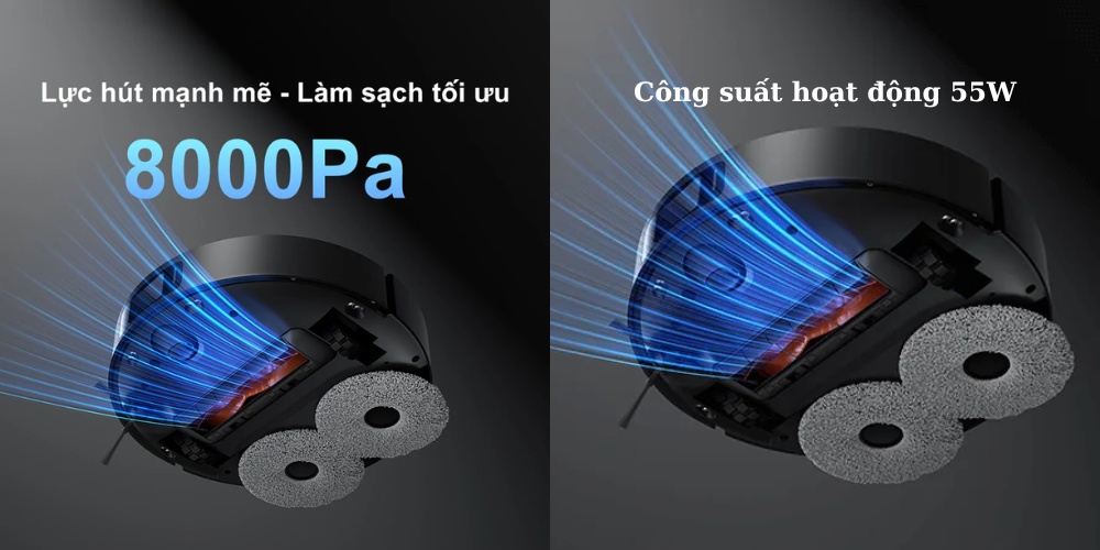 Công suất hoạt động và hút của Robot Xiaomi Vacuum X20 Max