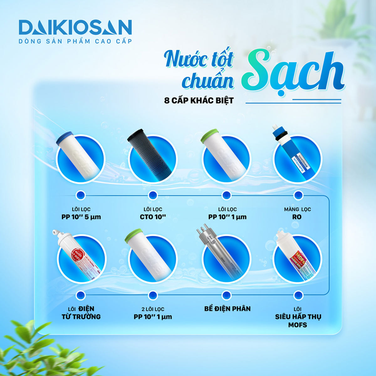 Daikiosan DN369 trang bị hệ thống 8 lõi lọc