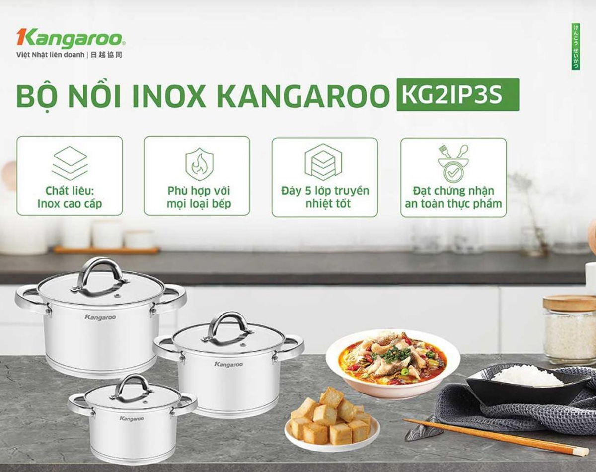 Đáy nồi Kangaroo KG2IP3S 5 lớp truyền và giữ nhiệt tốt