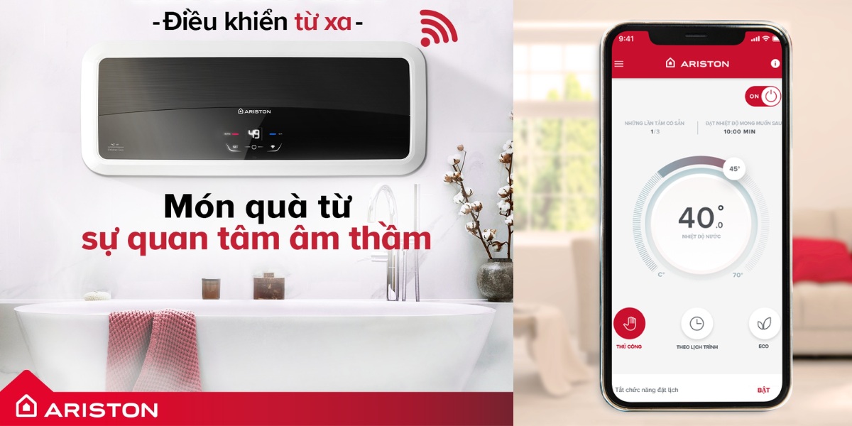 Điều khiển máy nước nóng Ariston từ xa dễ dàng