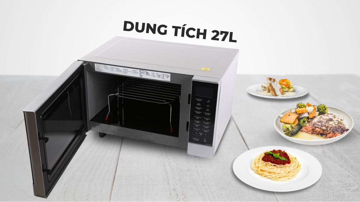 Dung tích lớn, khoang lò rộng rãi cho phép chế biến nhiều thực phẩm