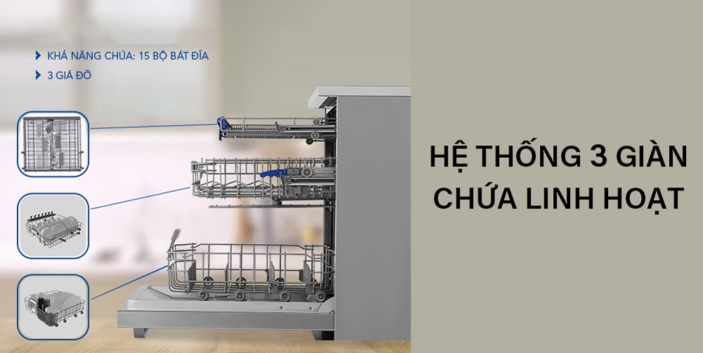 Hệ thống 3 giàn chứa linh hoạt