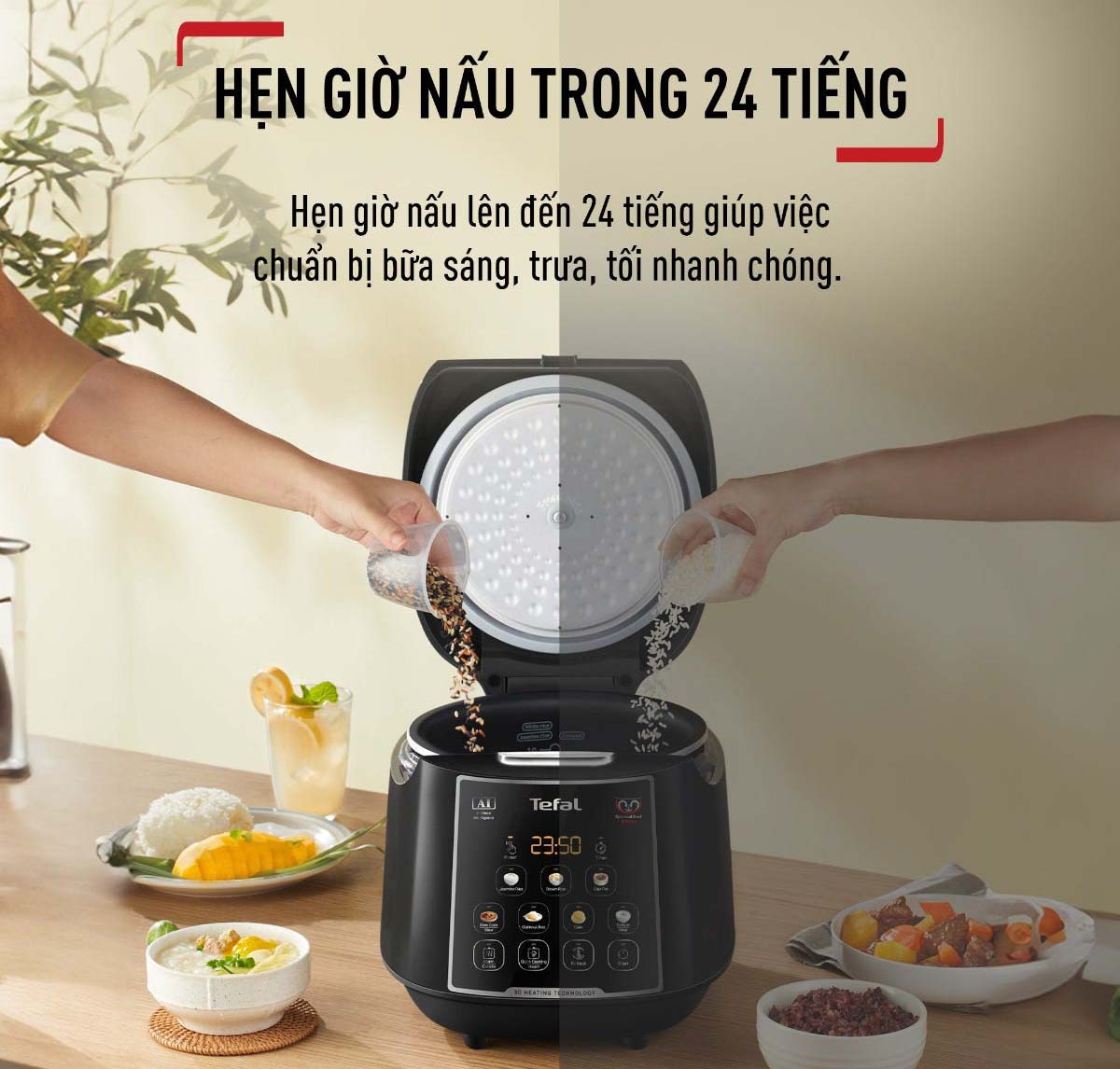 Hẹn giờ nấu tối đa 24 tiếng 