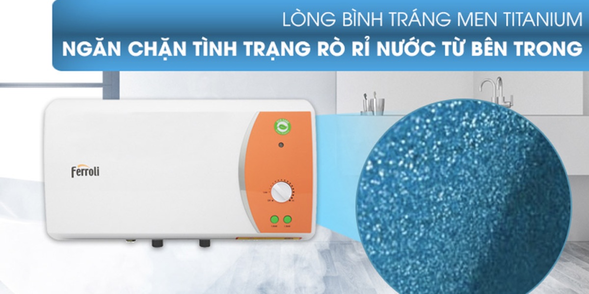 Lòng bình của máy nước nóng được tráng men Titan