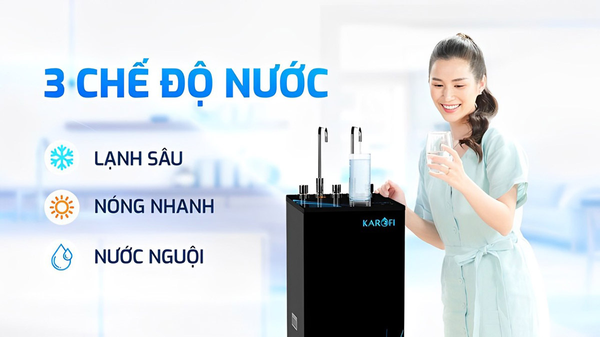 Máy cung cấp 03 chế độ nước nóng - lạnh - nguội 