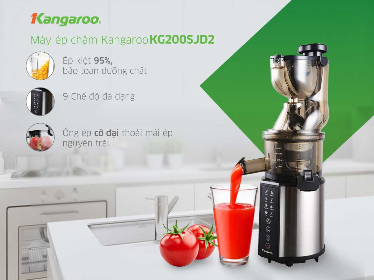 Máy Ép Chậm Kangaroo KG200SJD2 có thiết kế hiện đại