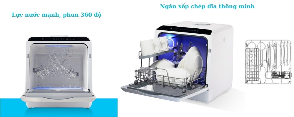 Máy rửa chén Kochi DW-C400VN có ngăn xếp chép đĩa thông minh