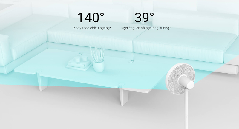 Mi Smart Standing Fan 2 có góc quạt thông gió đến 140°