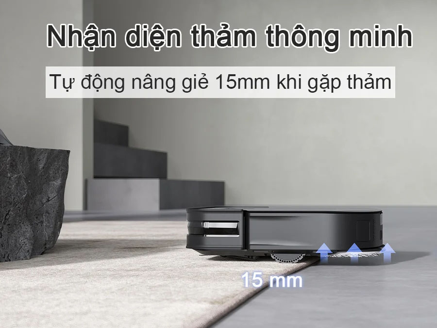 Nhận diện thảm, nâng tấm lau lên 15mm