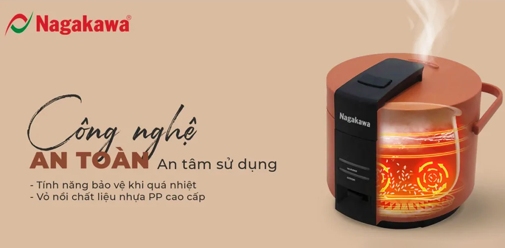 Nồi cơm Nagakawa NAG0143 an toàn