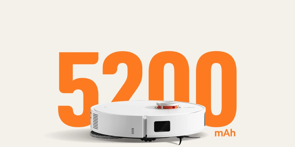 Robot Xiaomi Vacuum X20 Pro được trang bị pin dung lượng 5200mAh