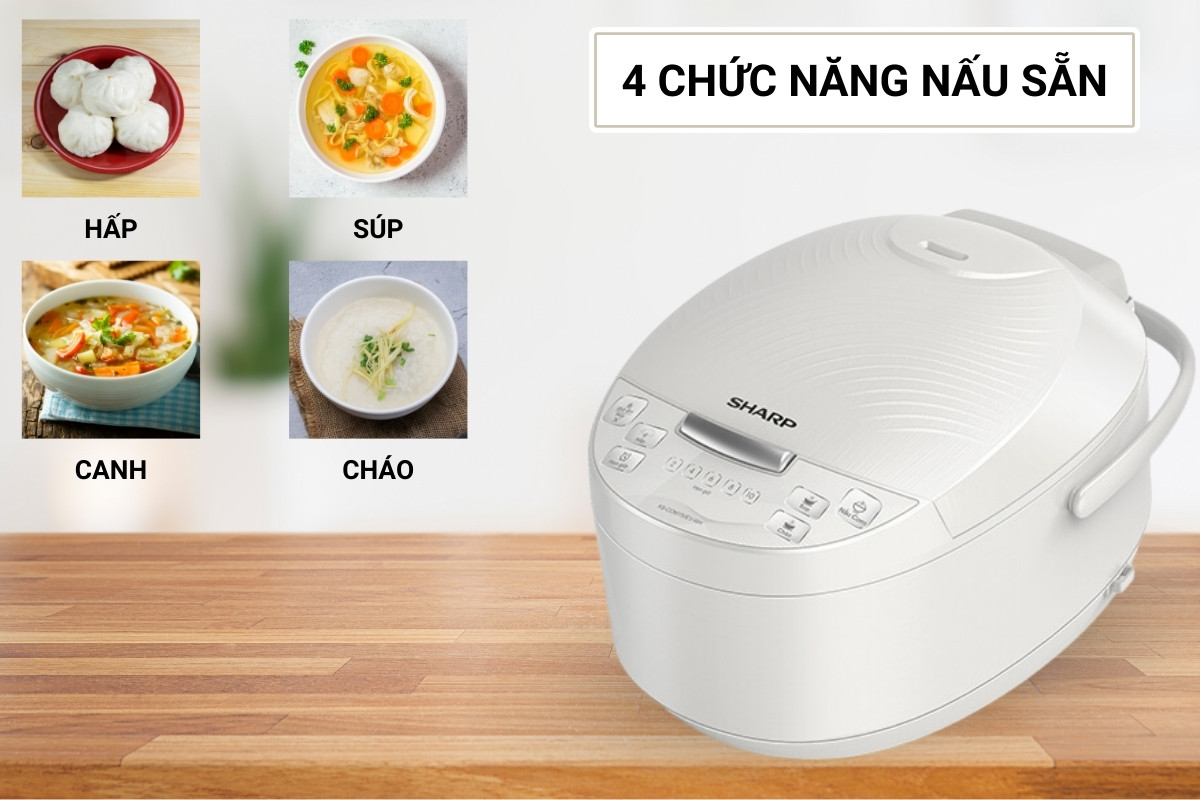 Sharp KS-COM150EV-WH có 4 chức năng nấu sẵn