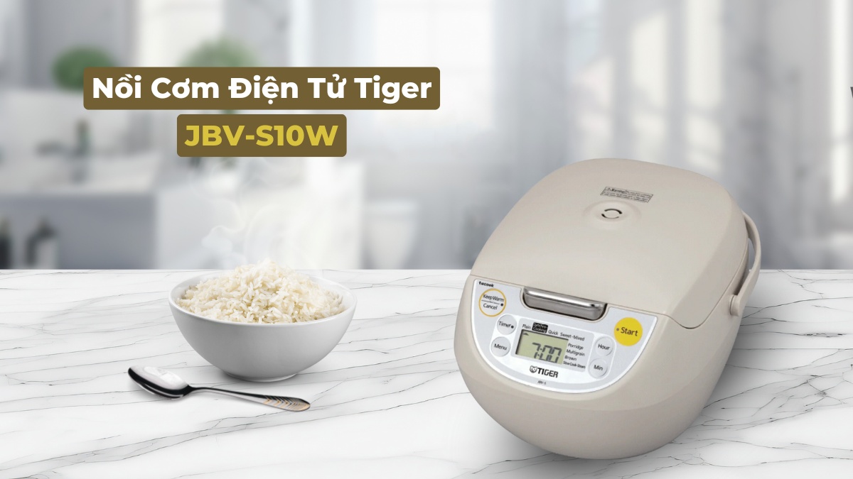 Nồi Cơm Điện Tử Tiger JBV-S10W - Nhật Bản sở hữu kiểu dáng nhỏ gọn