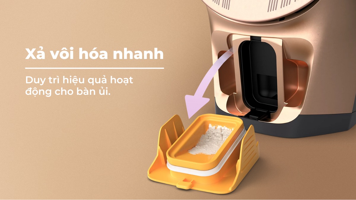 Tính năng xả vôi hóa nhanh duy trì hiệu quả hoạt động lâu dài cho bàn ủi